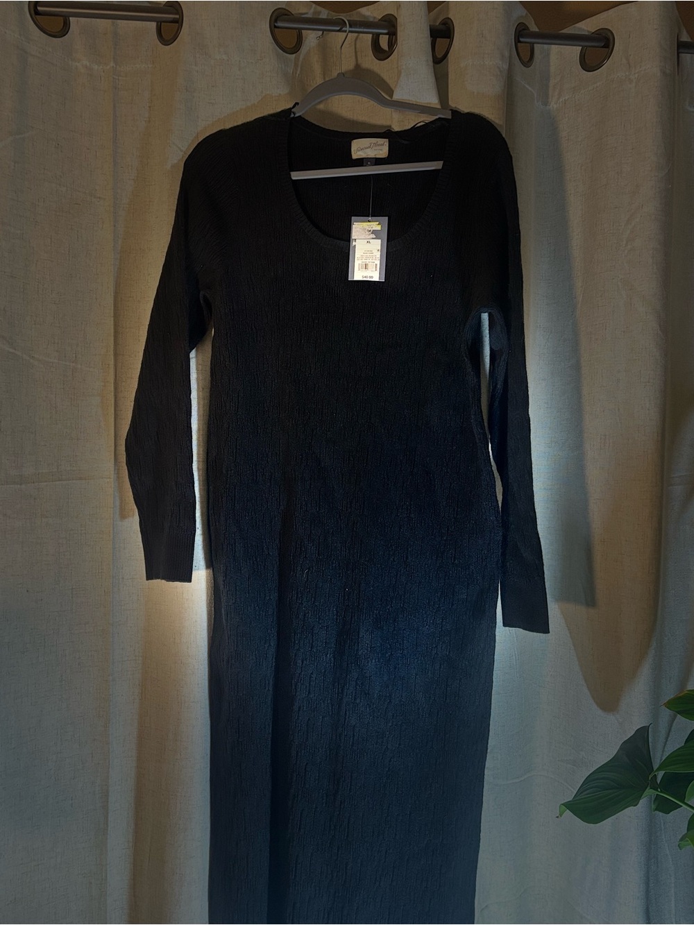 Universal Thread Black Long Sleeve Ribbed Maxi Dress